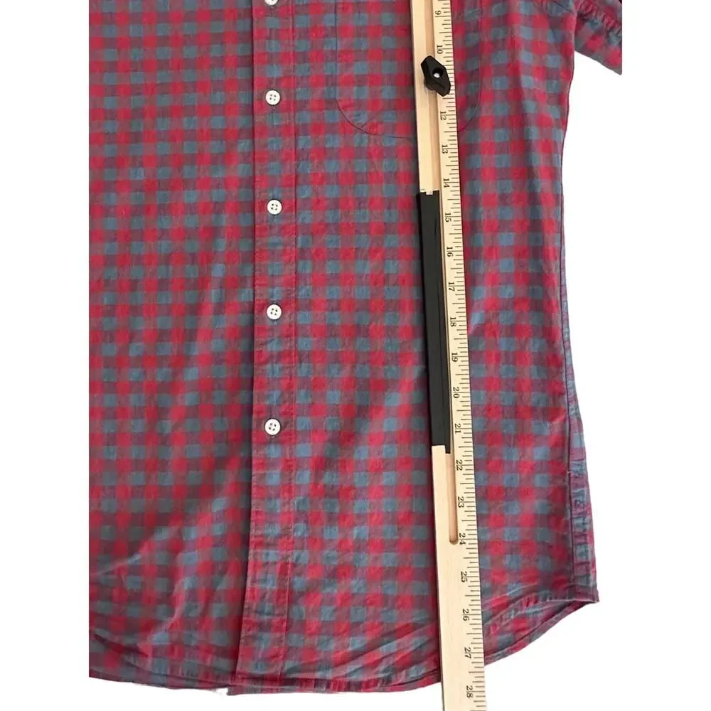 ReImagined J Crew Mens Slim Fit Flannel Shirt Size Small Red Blue‎ Plaid Stretch